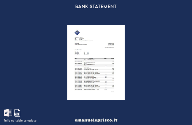 modello Excel di estratto conto bancario Liechtenstein LGT in stile verificato